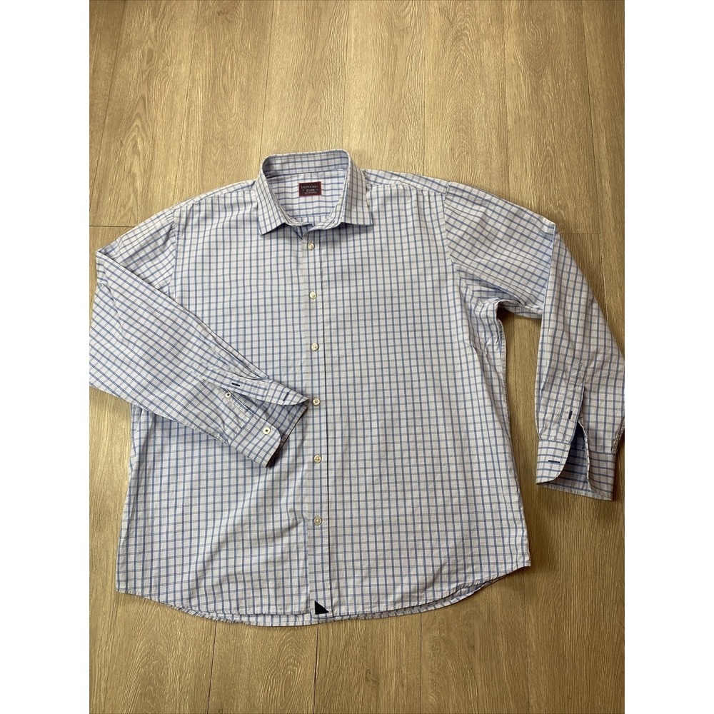 UNTUCKit Mens XXL Shirt Blue Checked Plaid Long Sleeve Button Down